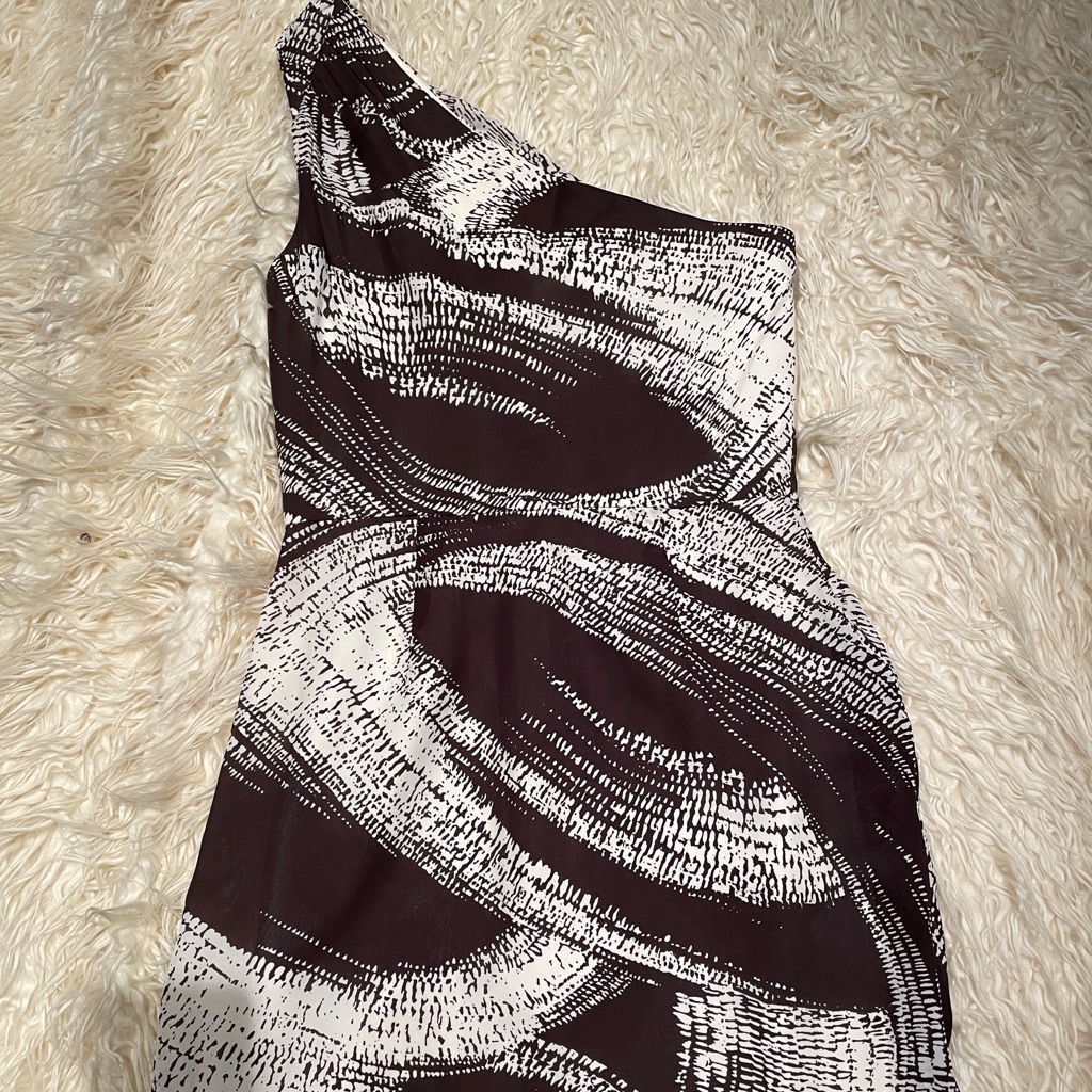 One Shoulder Black And White Graphic Short Dress By Shoshanna Size 0